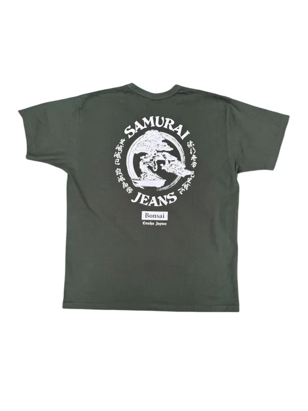 Samurai - "Bonsai" Heavy Weight T-Shirt - Moss Green sold by Dutil Denim