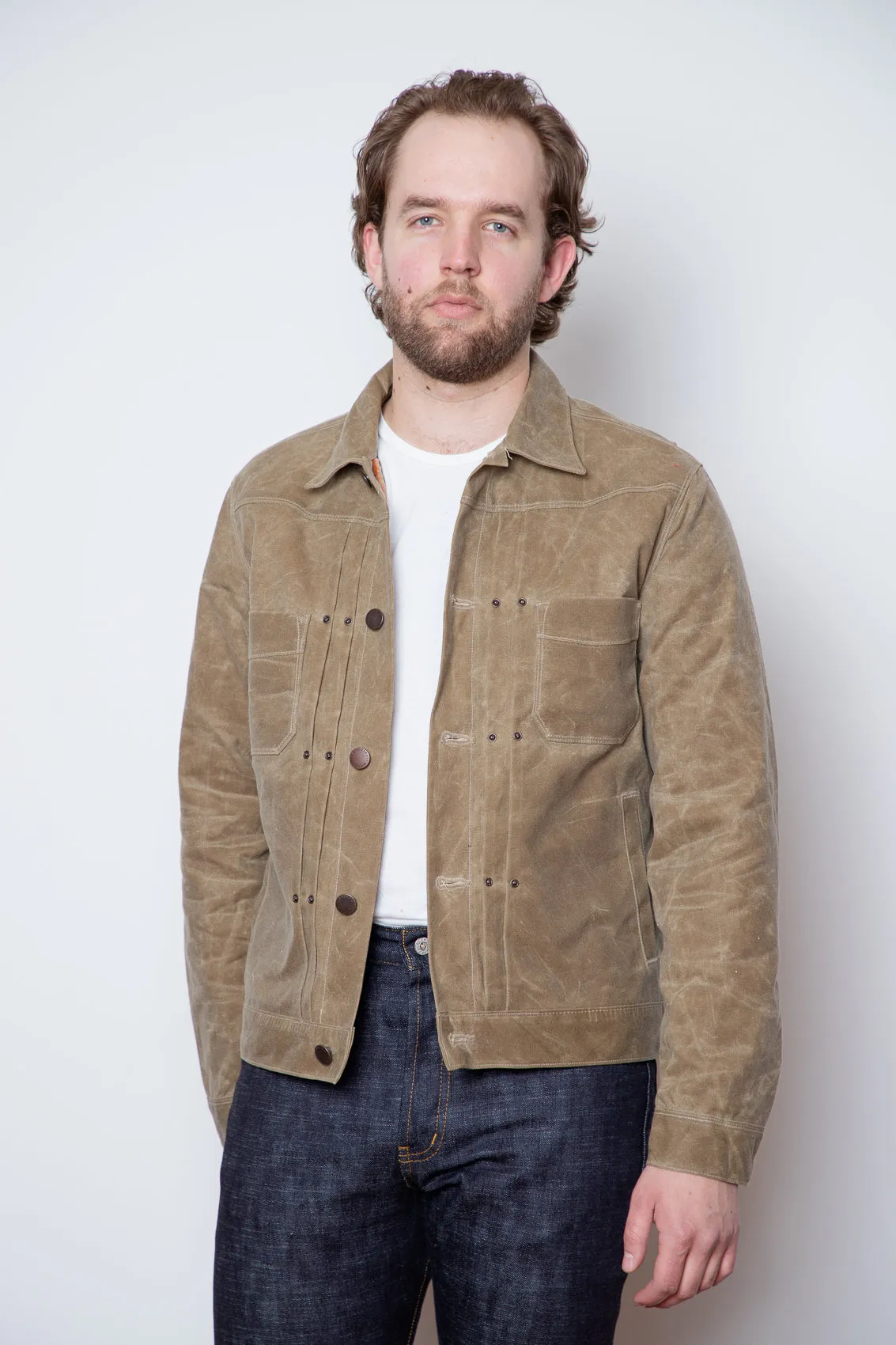 Freenote - Riders Jacket - RJ1 Waxed Tobacco Brown Interior sold by Dutil Denim