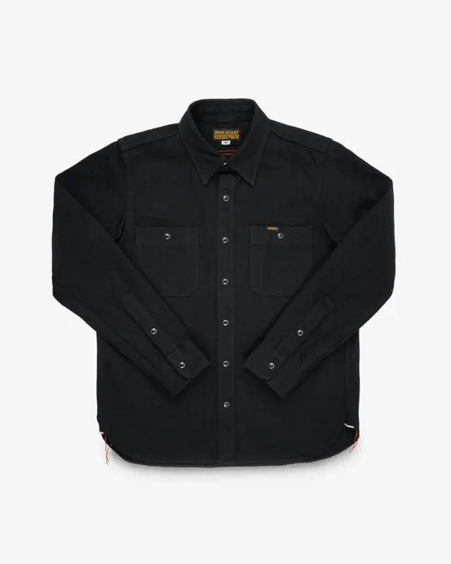 Iron Heart - 12oz Selvedge Denim Work Shirt With Snaps - Black sold by Dutil Denim