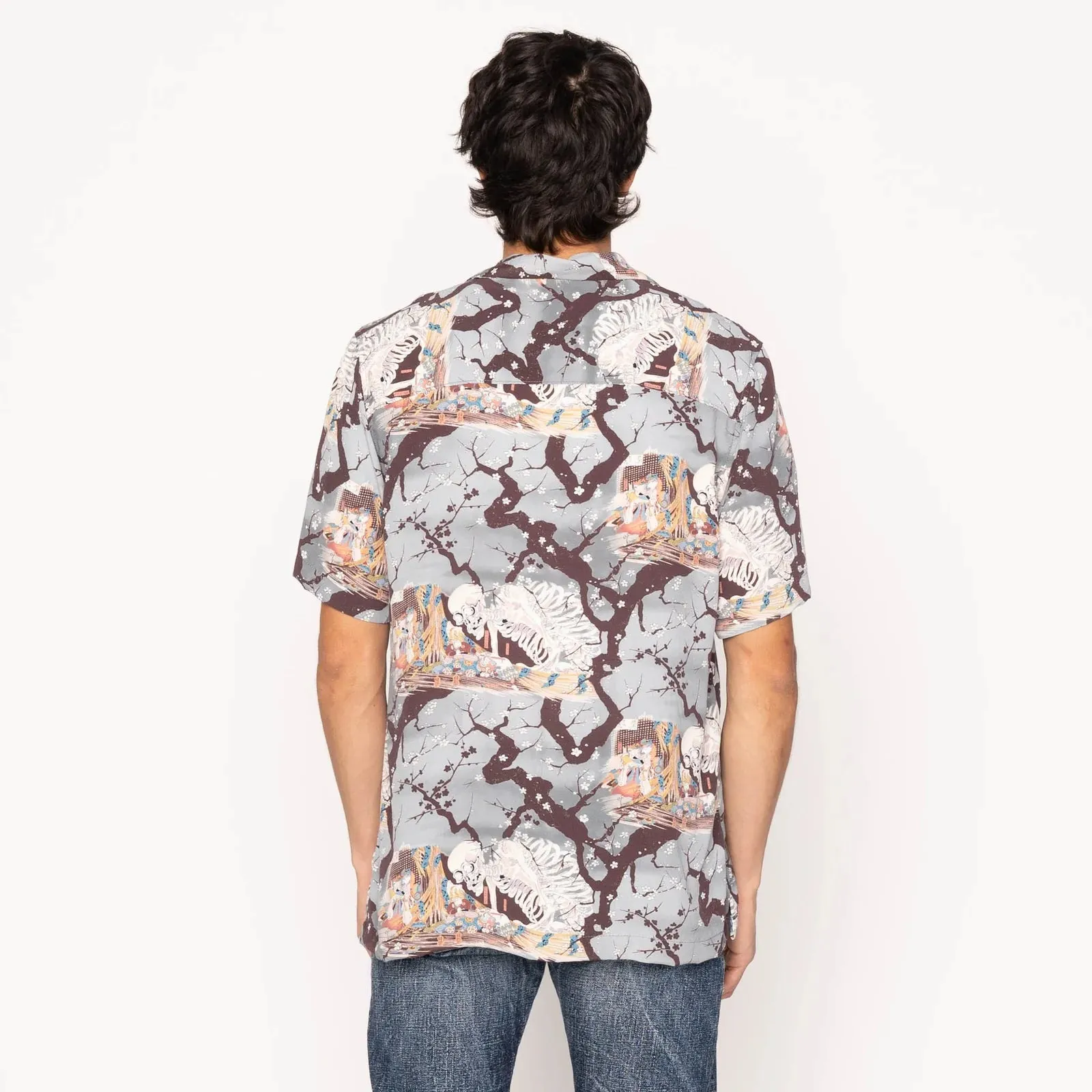 Naked & Famous - Aloha Shirt - Skeletons - Pale Blue sold by Dutil Denim product image thumbnail 3