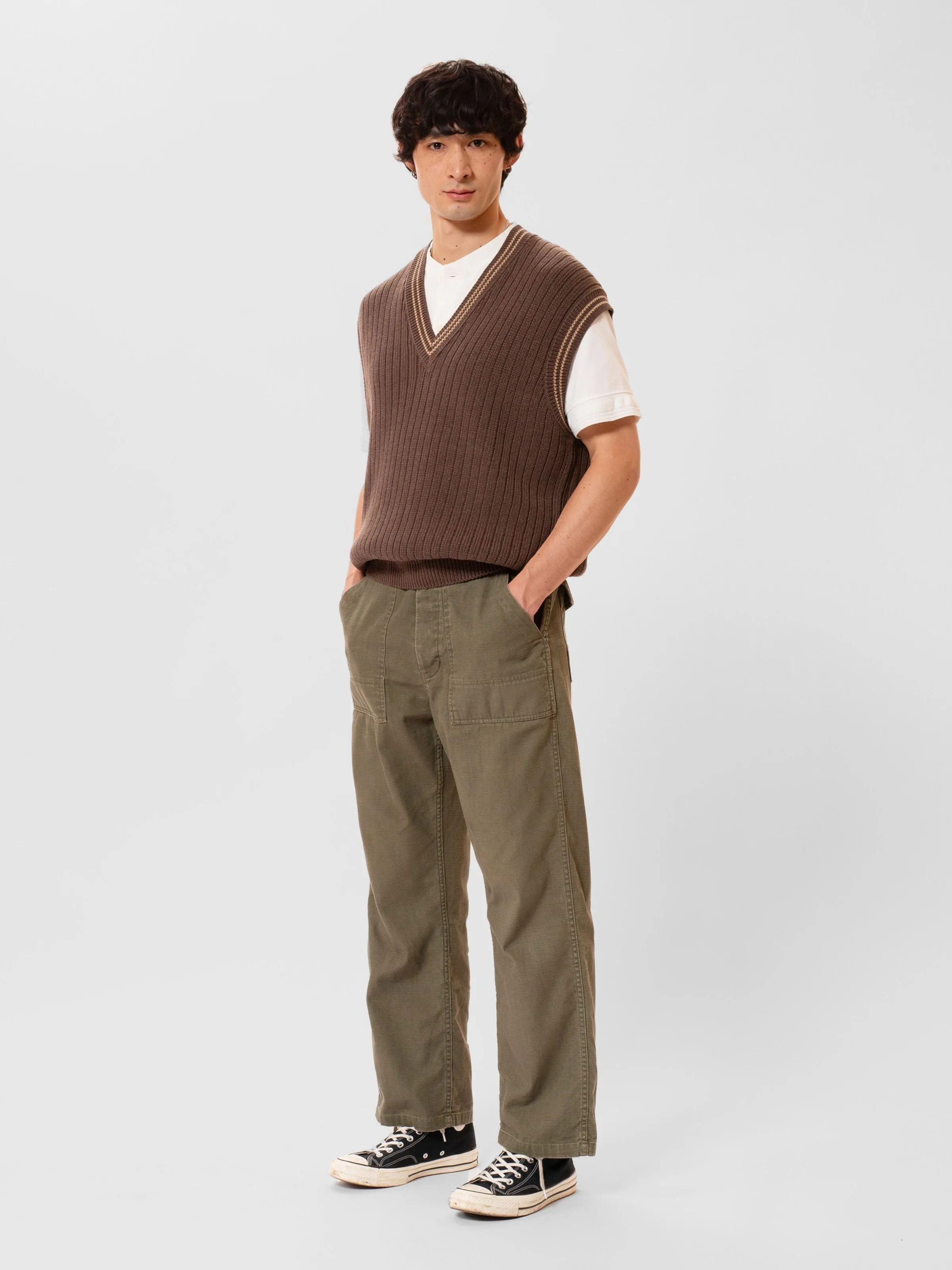 Nudie Jeans - Sverre Knitted Vest - Brownmelange sold by Dutil Denim product image thumbnail 2