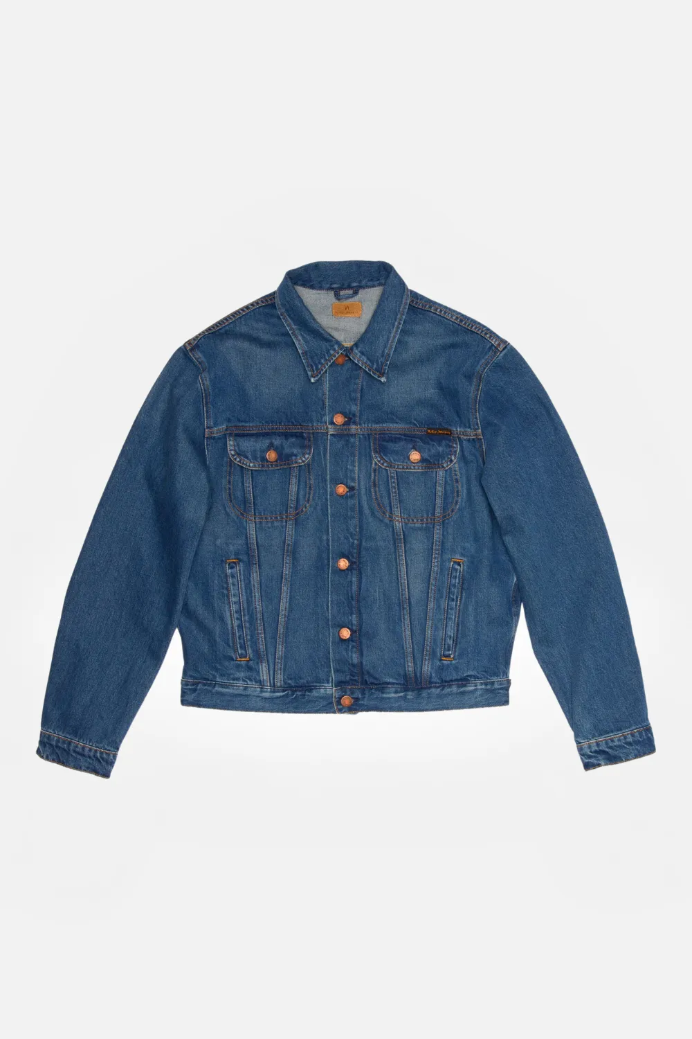 Nudie Jeans - Danny Greasy Denim Jacket - Mid Blue sold by Dutil Denim