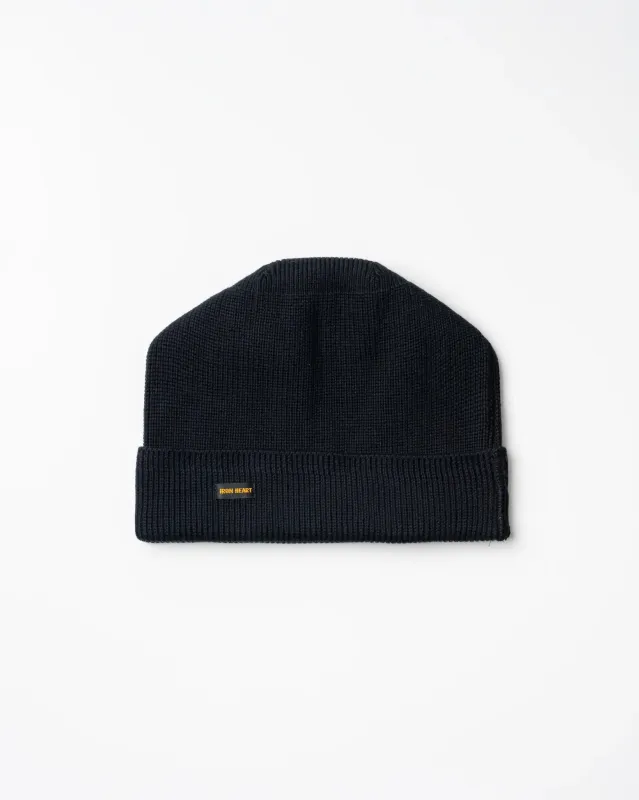 Iron Heart - 100% Cotton Ribbed Beanie - Black sold by Dutil Denim