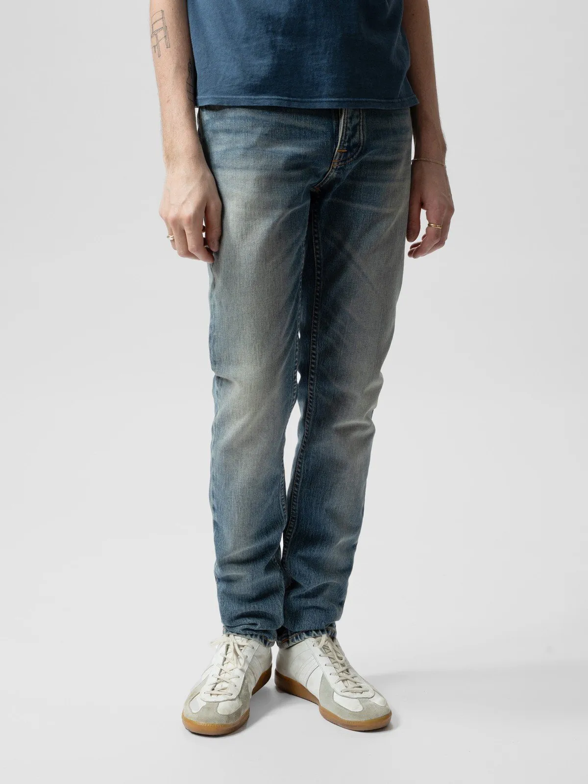 Nudie Jeans - Solid Ollie - Blue Clay sold by Dutil Denim