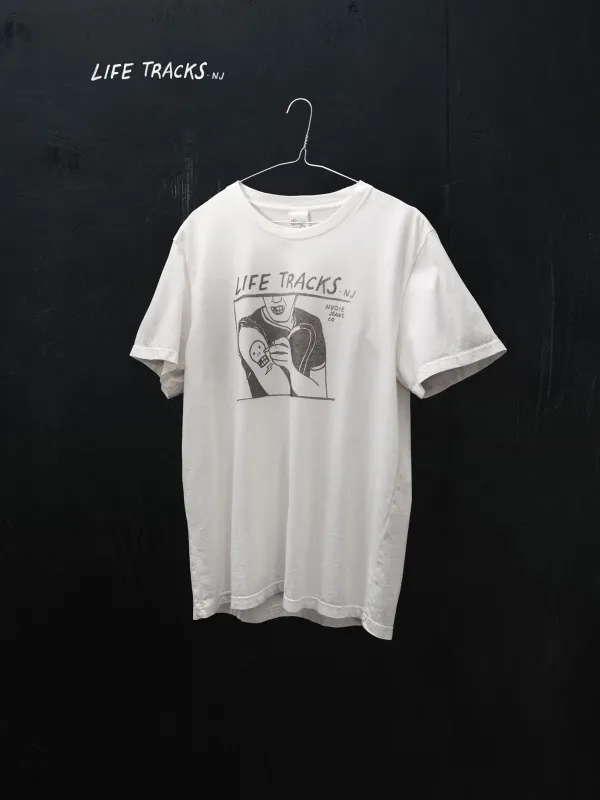 Nudie Jeans - Roy Life Tracks T-Shirt - Chalk White sold by Dutil Denim