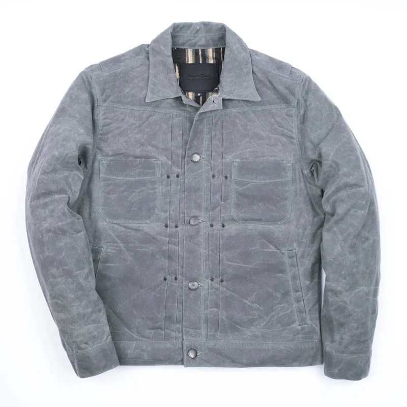 Freenote - Riders Jacket - RJ1 Waxed Charcoal (Green Lining) sold by Dutil Denim