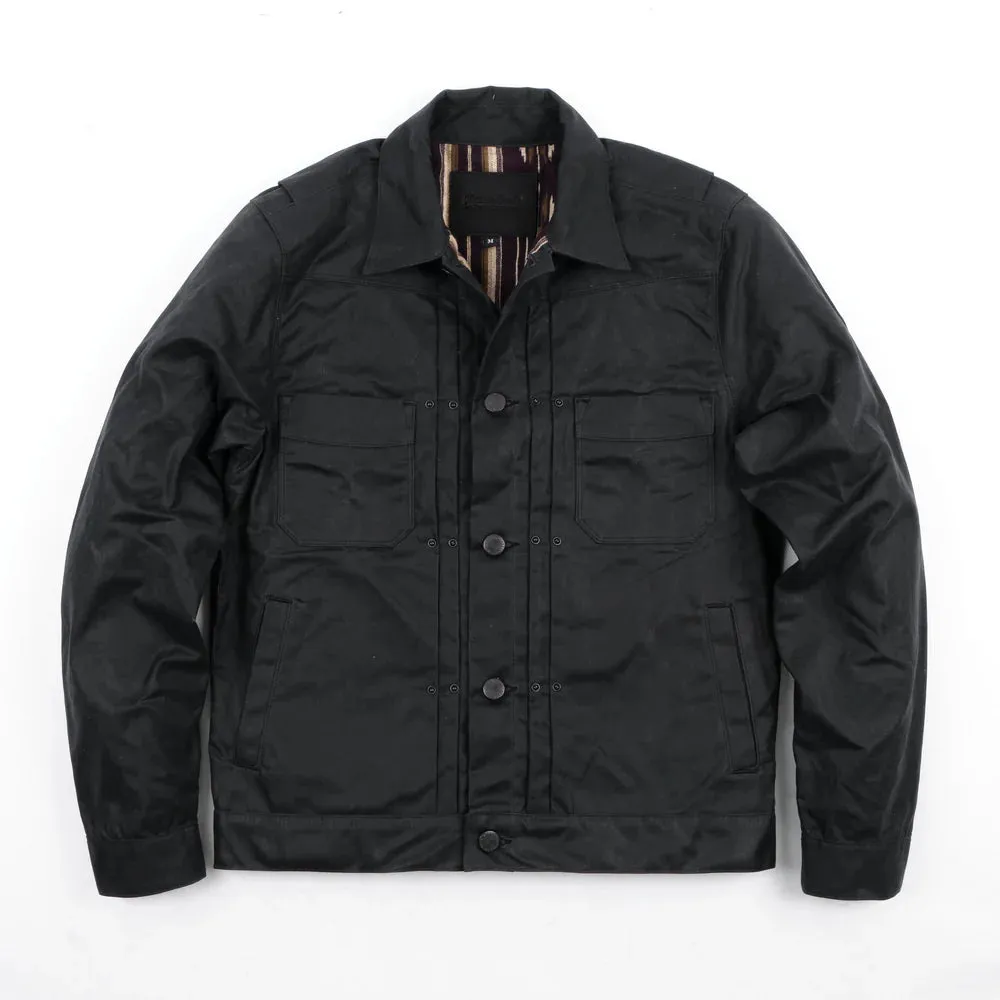 Freenote - Riders Jacket - RJ1 Waxed Black (Purple Lining) sold by Dutil Denim