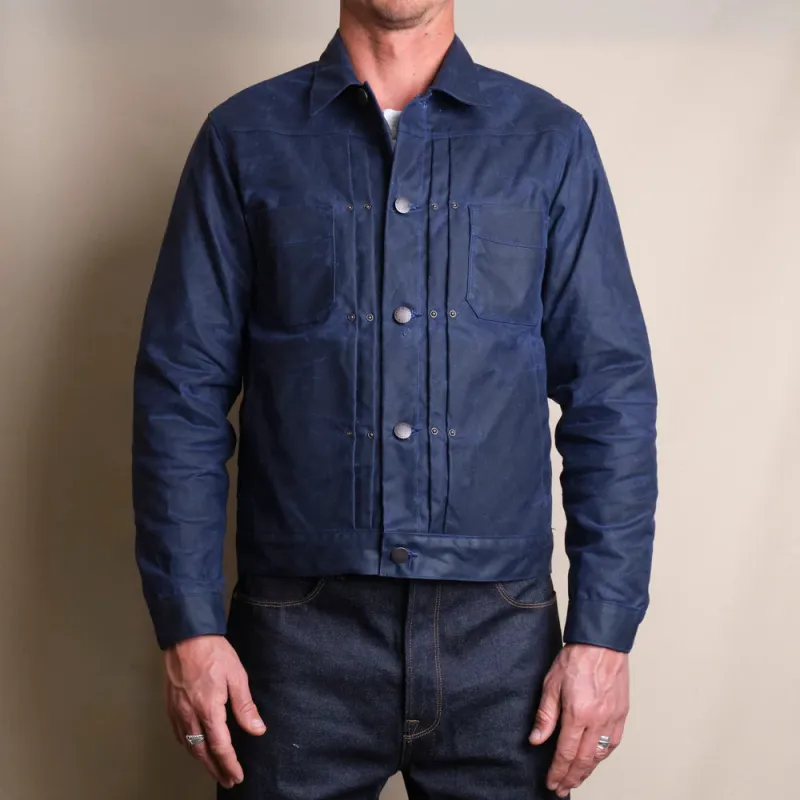 Freenote - Riders Jacket - RJ1 Waxed Navy sold by Dutil Denim