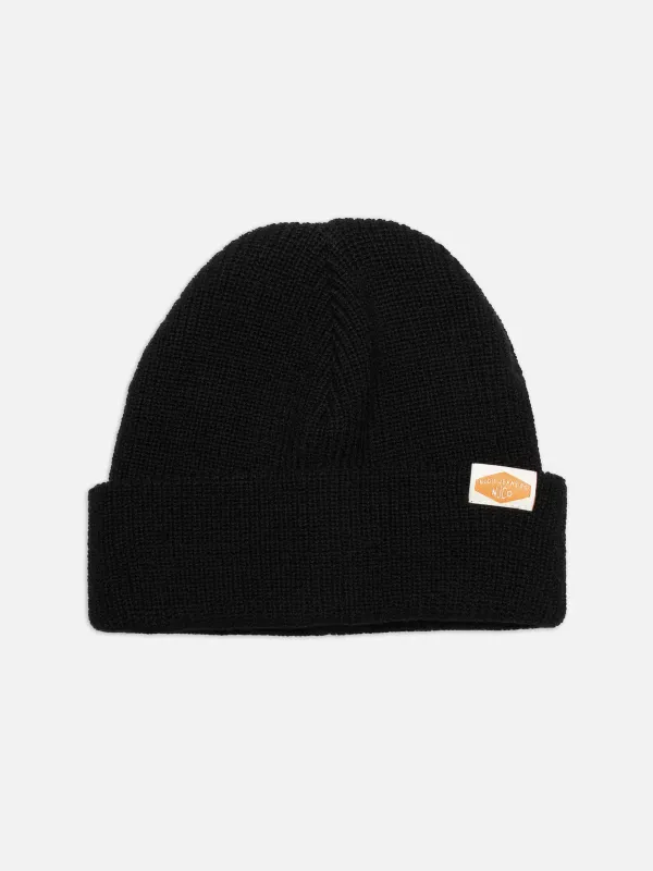 Nudie Jeans - Cotton Ribbed Beanie - Black made by Nudie Jeans