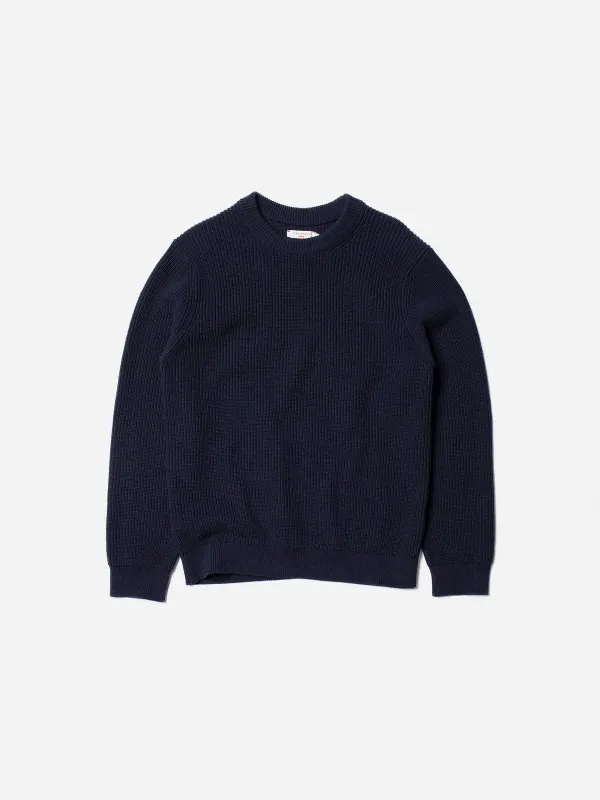 Nudie Jeans - August Rib Cotton Sweater - Navy sold by Dutil Denim