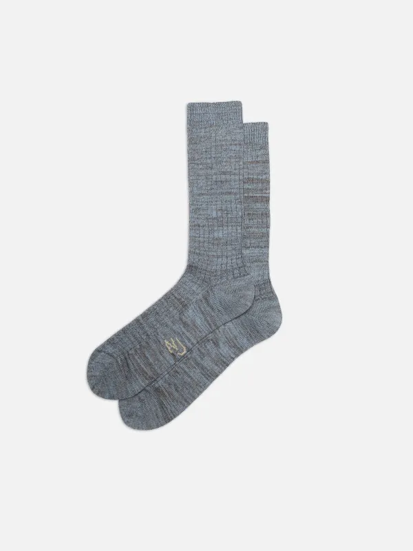 Nudie Jeans - Rasmusson Mens Rib Sock - Bluemelange sold by Dutil Denim