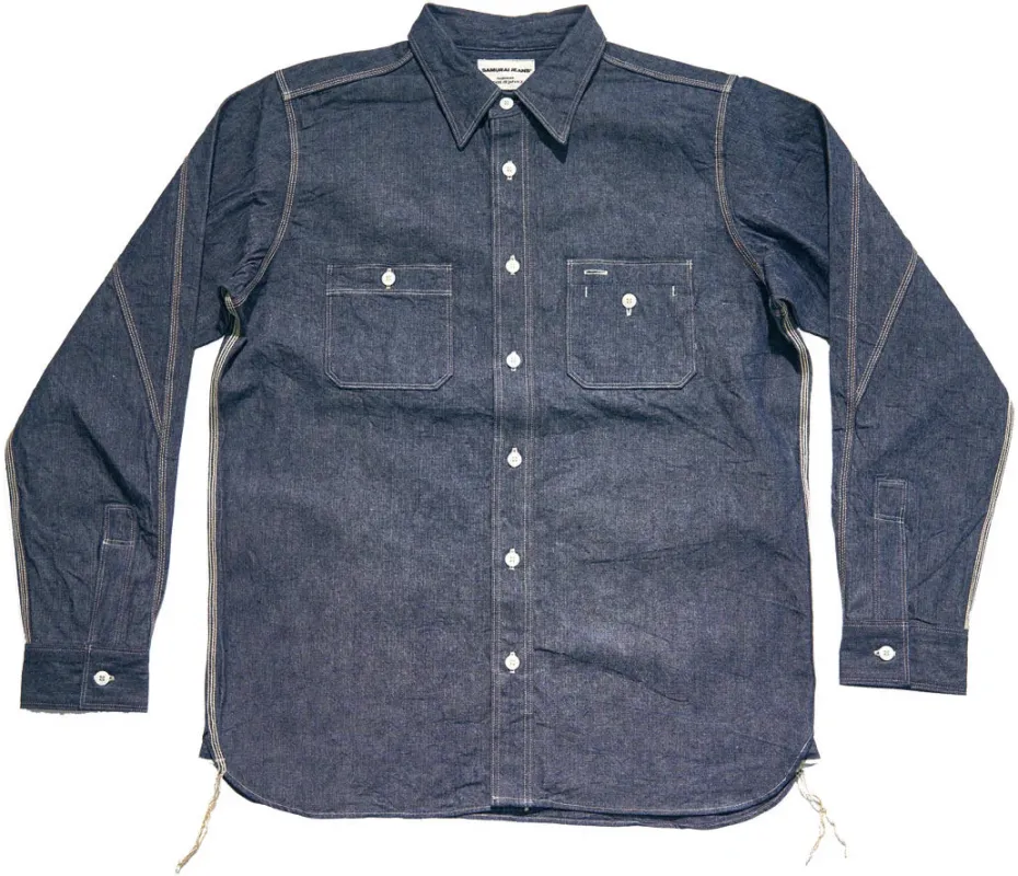 Samurai - Selvedge Chambray Work Shirt - Indigo sold by Dutil Denim