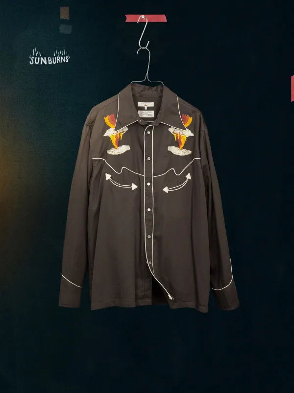 Nudie Jeans - Gonzo Cowboy Shirt - Sunburns Black/Brown sold by Dutil Denim