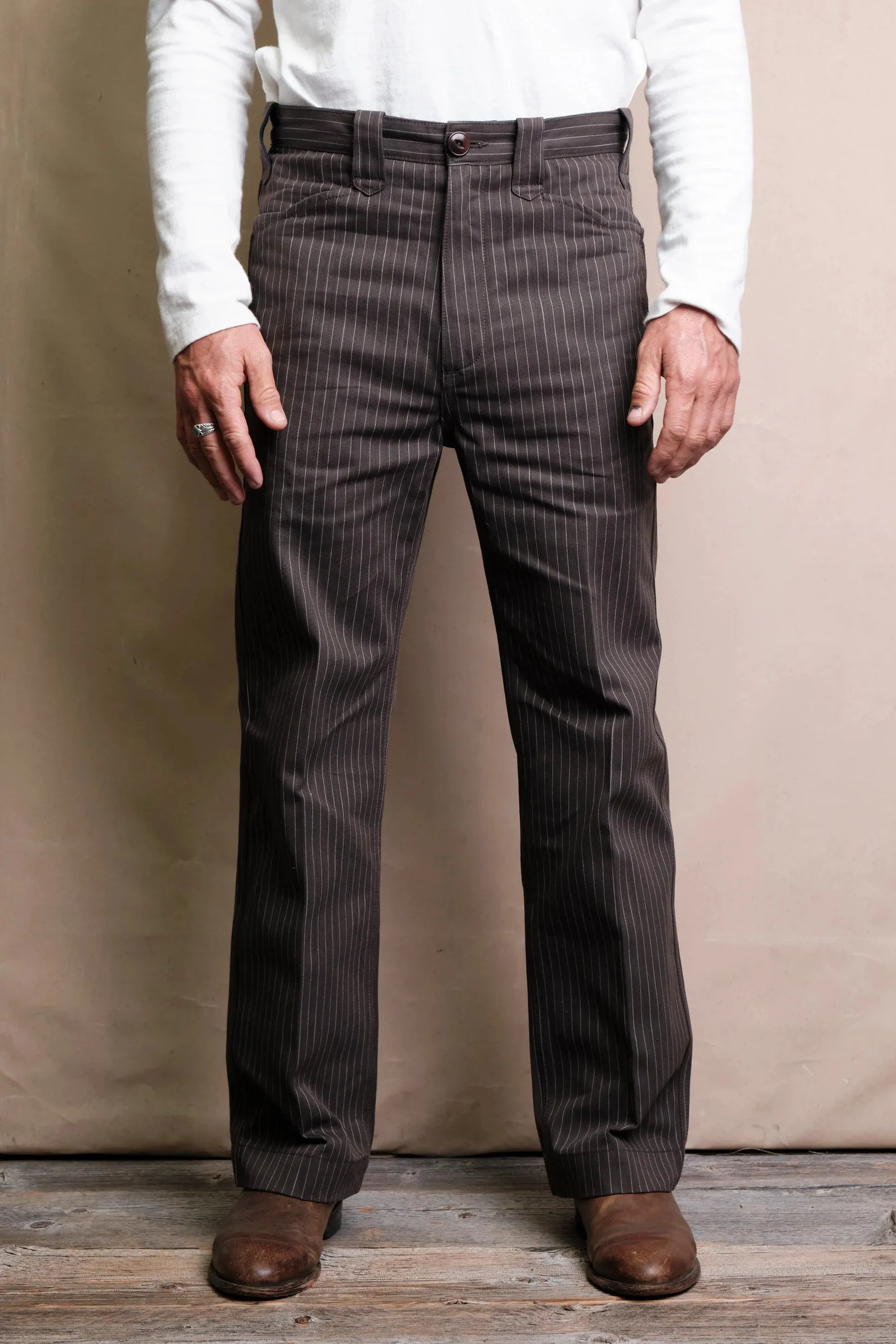 Freenote - Duster Pant - Brown Stripe sold by Dutil Denim
