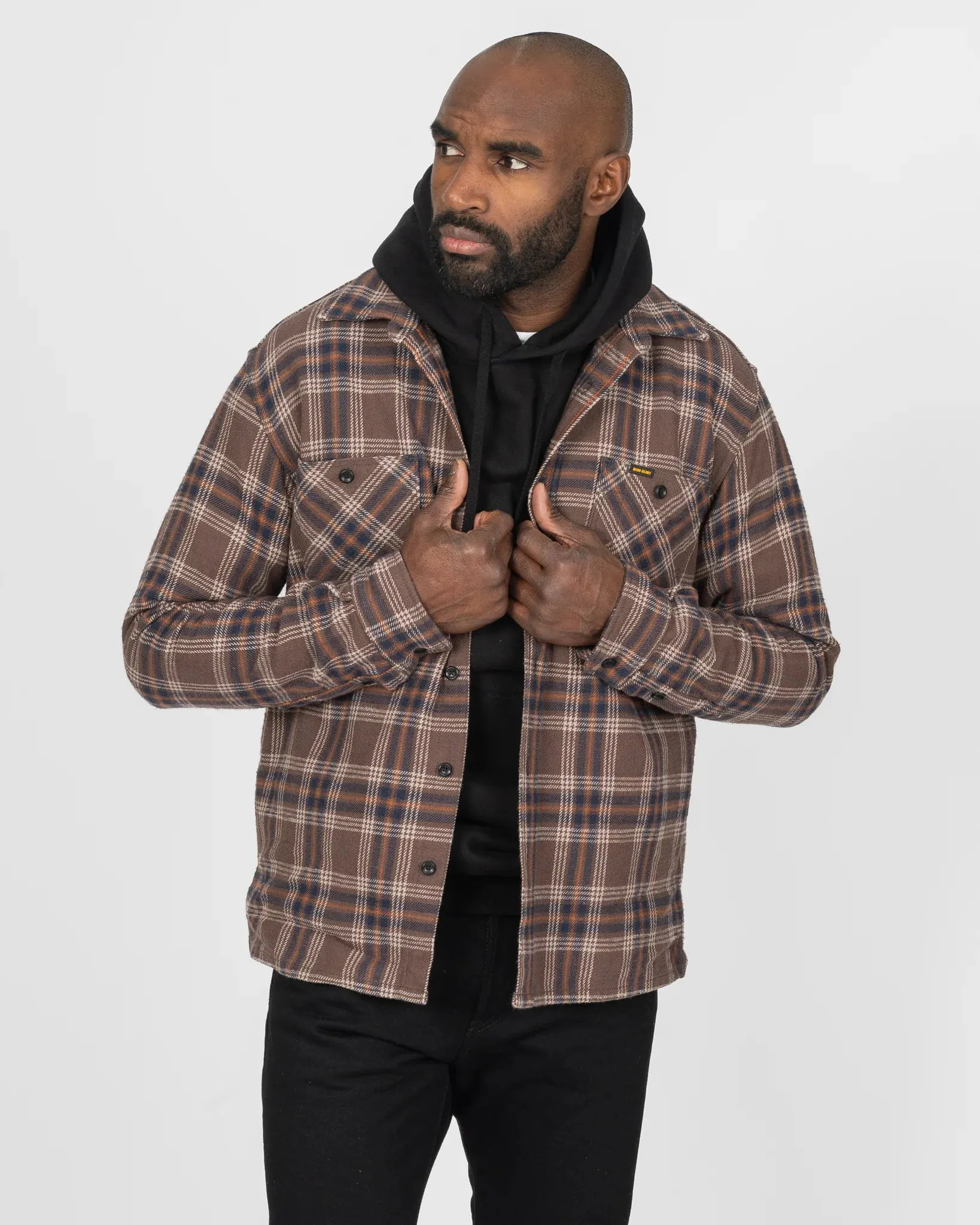 Iron Heart - Slubby H.F. Check Work Overshirt - Brown sold by Dutil Denim product image thumbnail 3