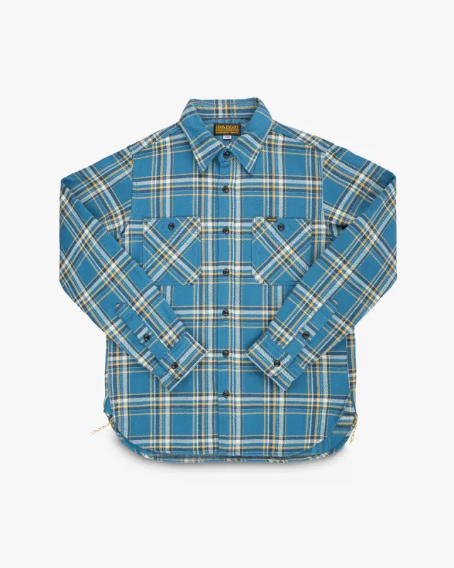Iron Heart - U.H.F. American Check Work Shirt - Blue sold by Dutil Denim