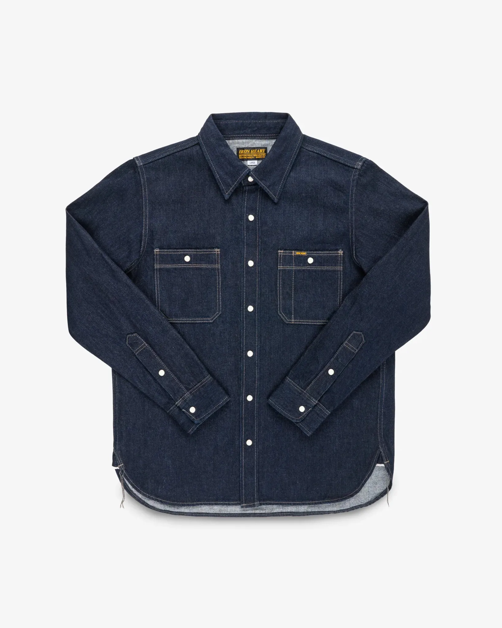 Iron Heart - 12oz Selvedge Denim Work Shirt With Snaps - Indigo sold by Dutil Denim
