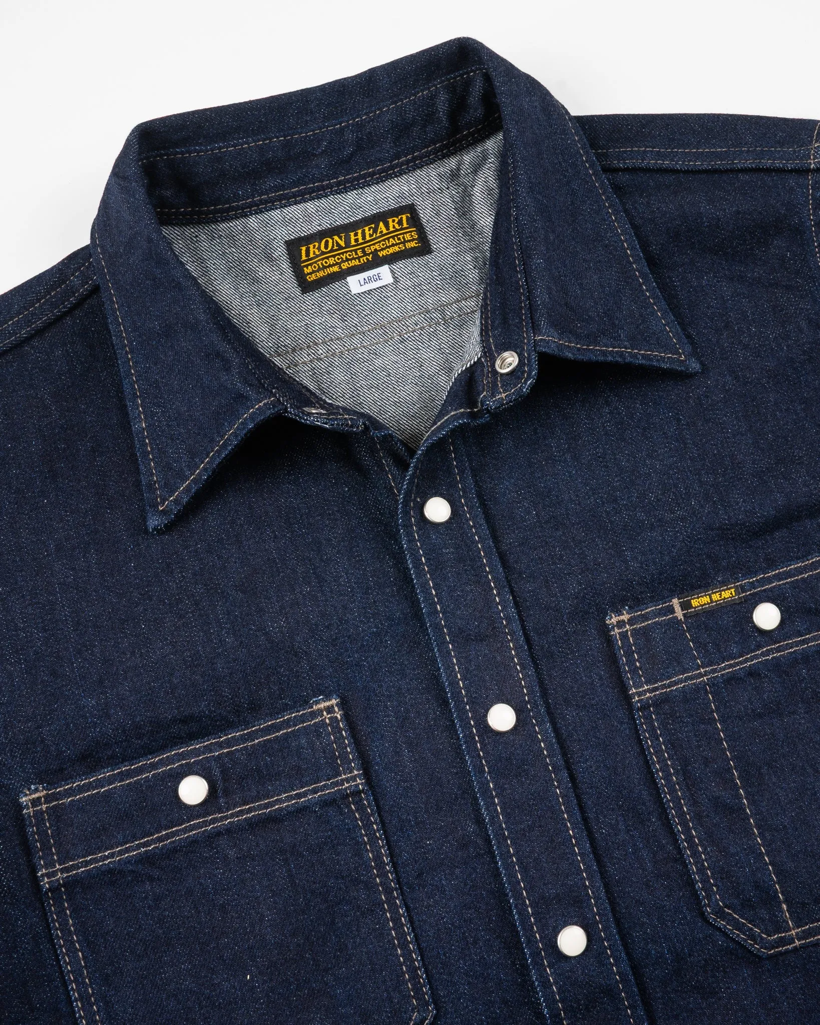 Iron Heart - 12oz Selvedge Denim Work Shirt With Snaps - Indigo sold by Dutil Denim product image thumbnail 4