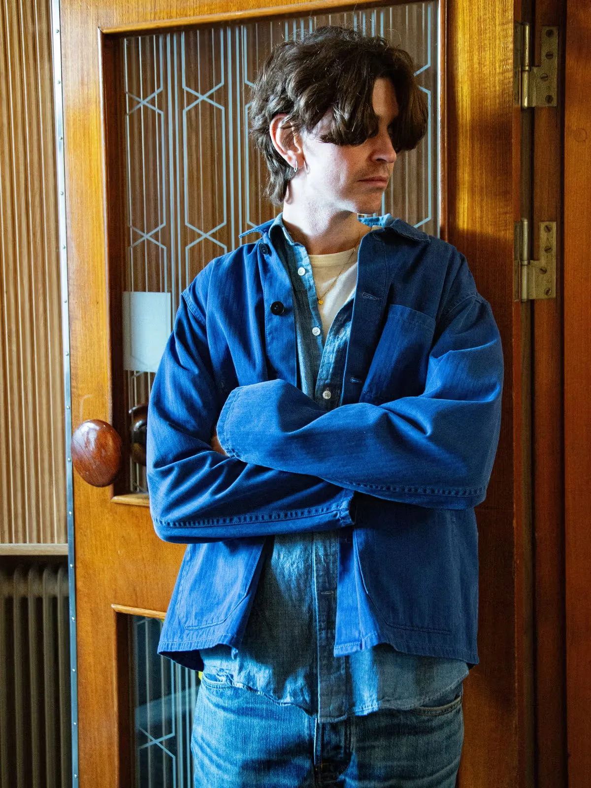 Nudie Jeans - Buddy Chore Jacket - French Blue Herringbone sold by Dutil Denim product image thumbnail 5