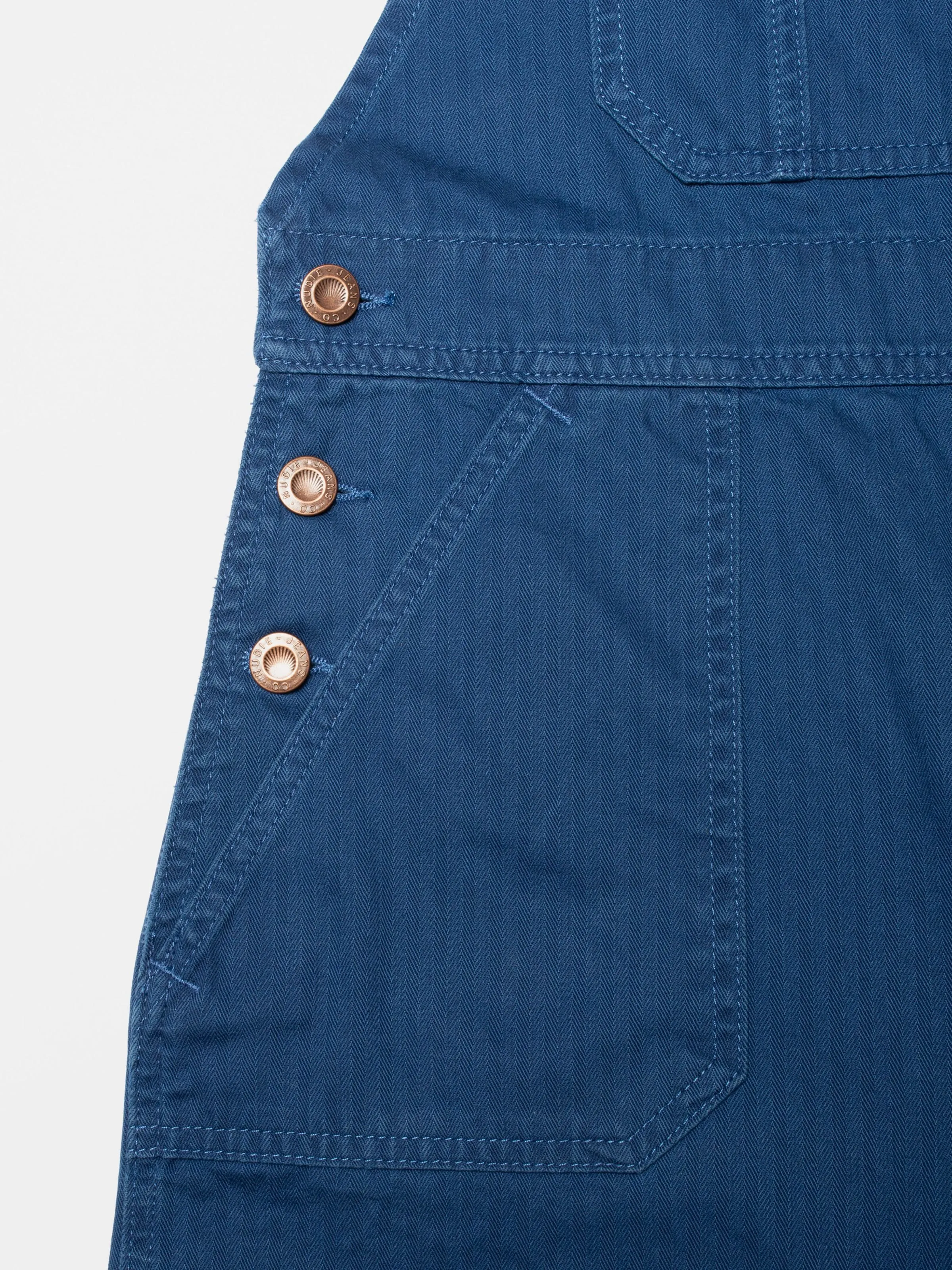Nudie Jeans - Klara Dungarees - Blue Herringbone sold by Dutil Denim product image thumbnail 3