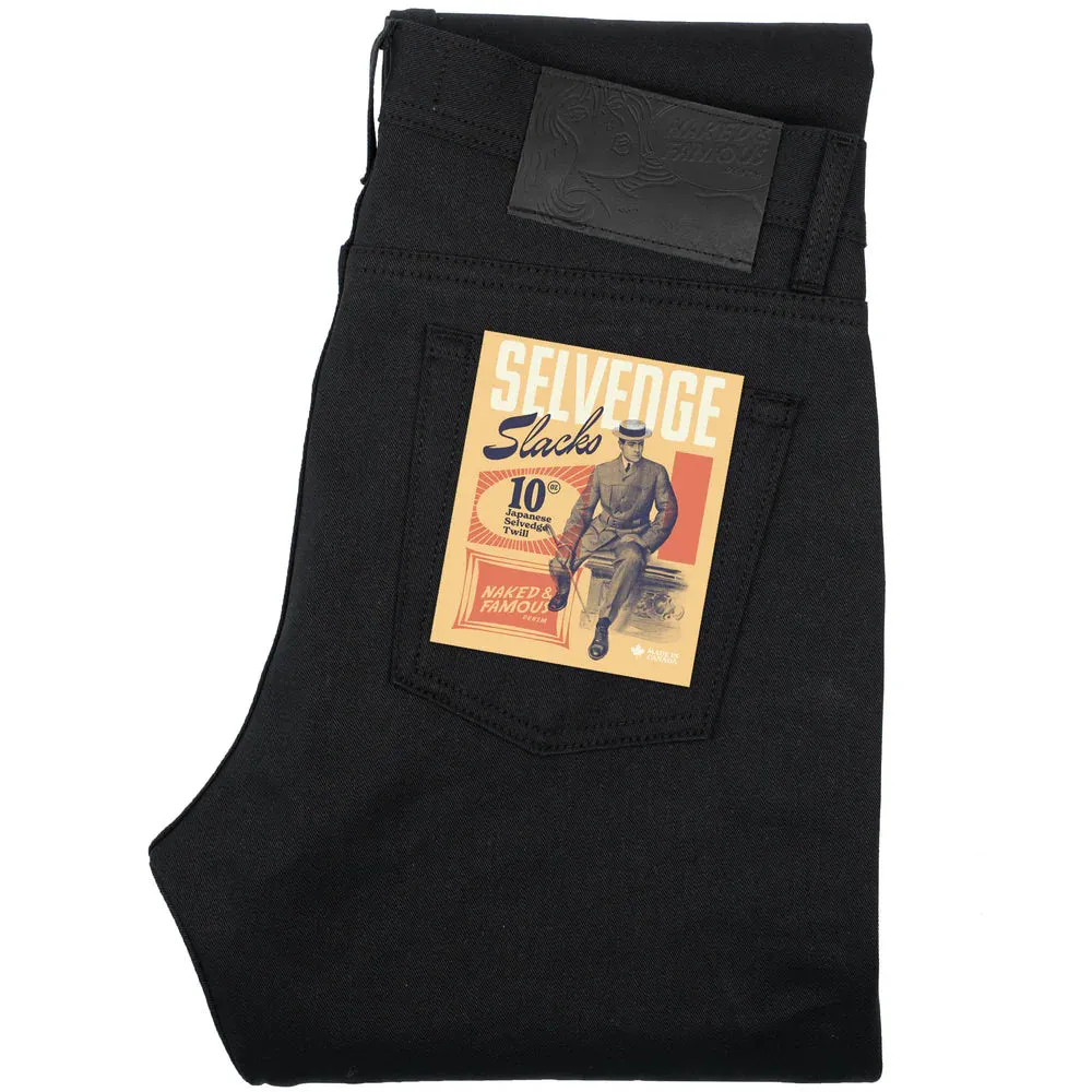 Naked & Famous - Weird Guy - Selvedge Slacks - Black sold by Dutil Denim