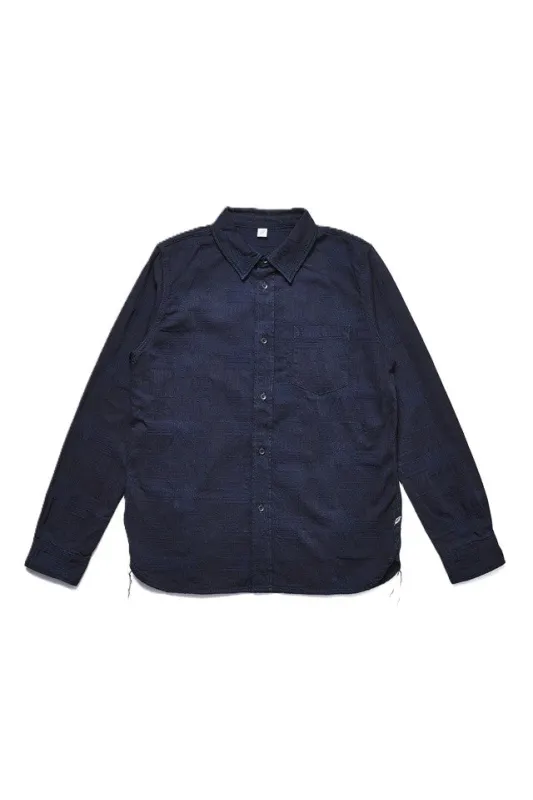 Pure Blue Japan - Jacquard Patchwork Shirt - Double Indigo made by Pure Blue Japan