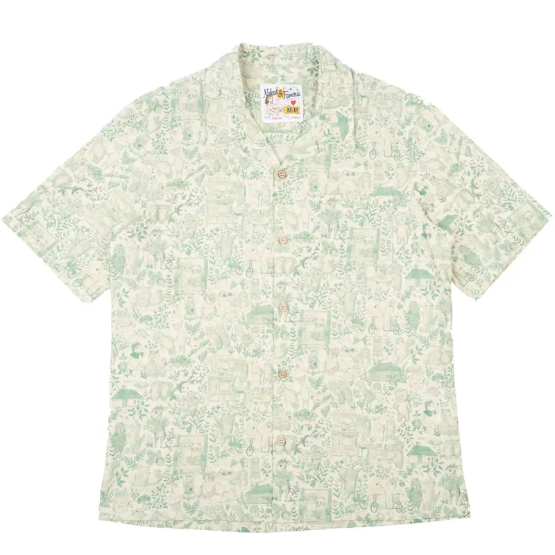 Naked & Famous - Aloha Shirt -  Linen Animals - Green made by Naked & Famous Denim