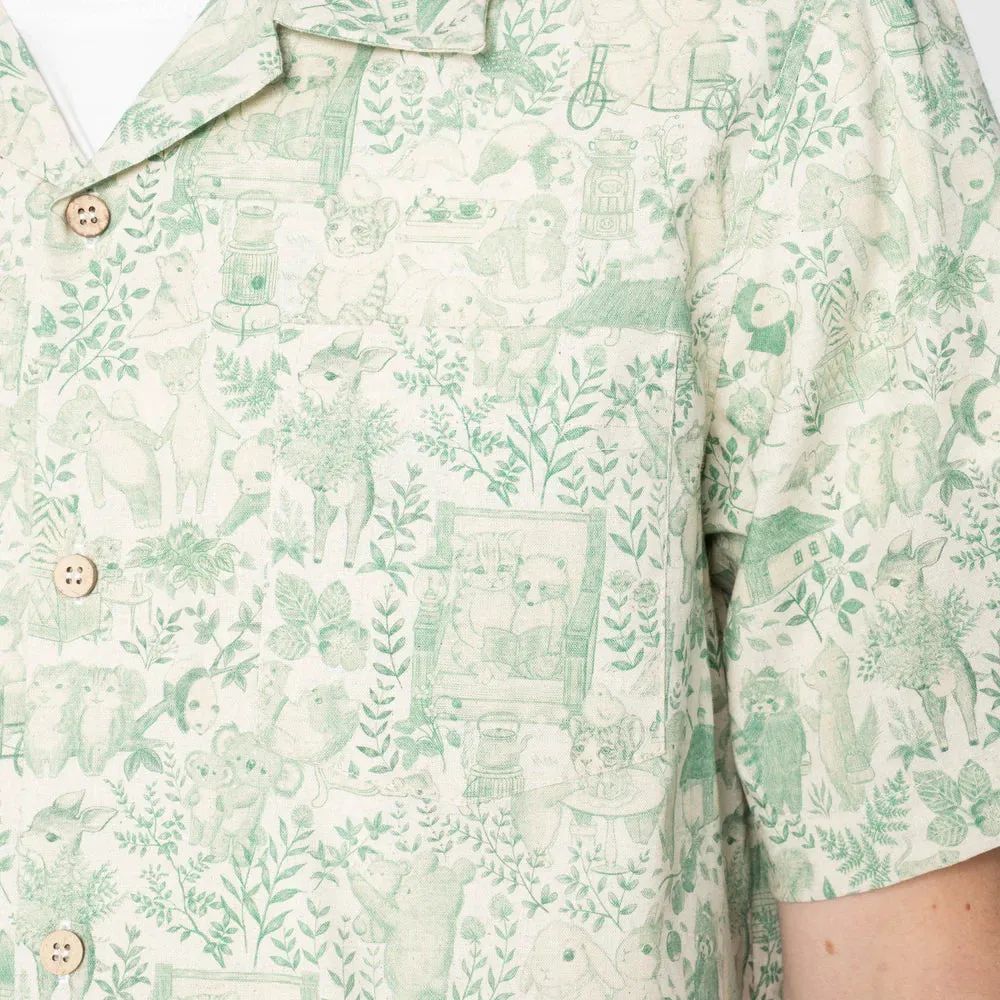 Naked & Famous - Aloha Shirt - Linen Animals - Green sold by Dutil Denim product image thumbnail 5