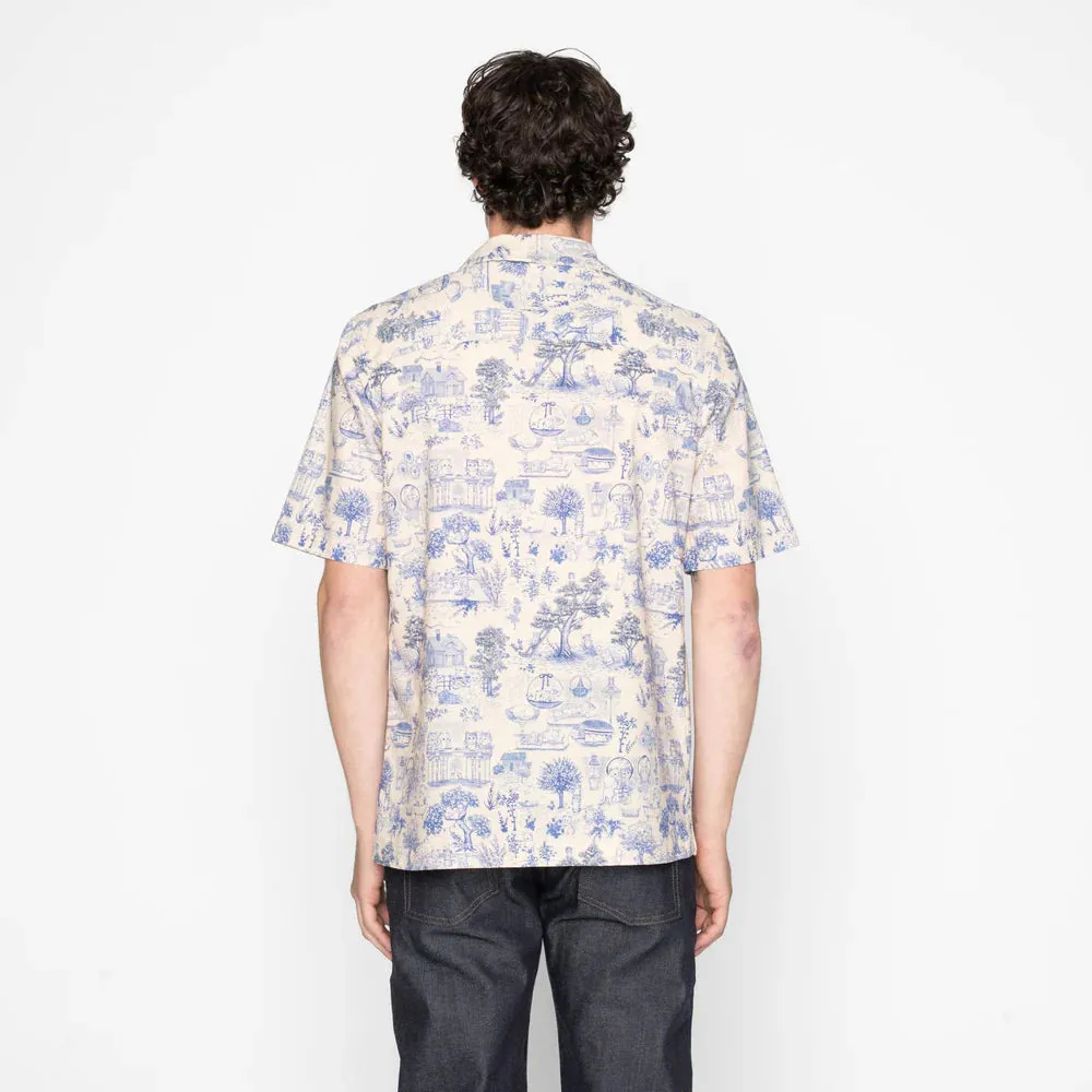 Naked & Famous - Aloha Shirt - Linen Cats - Blue sold by Dutil Denim product image thumbnail 4