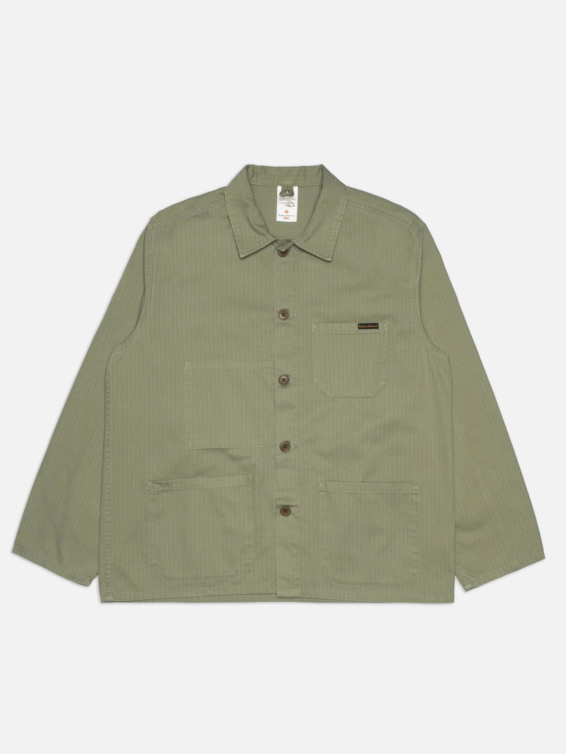 Nudie Jeans - Buddy Chore Jacket - Pale Green Herringbone sold by Dutil Denim