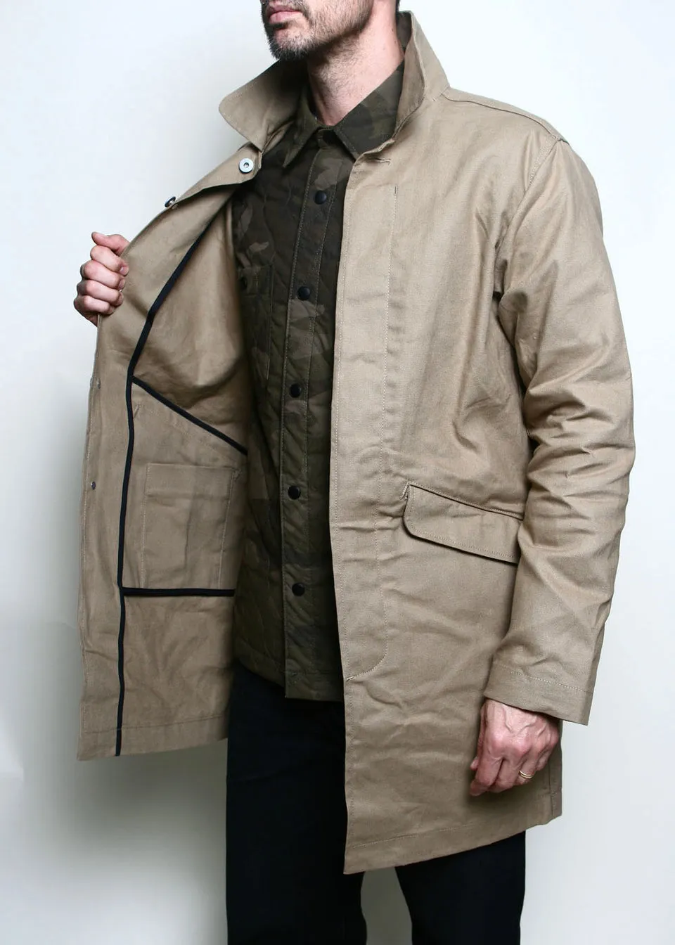 Rogue Territory - Trench Coat - Khaki Dry Wax Canvas sold by Dutil Denim product image thumbnail 4