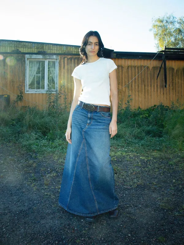 Nudie Jeans - Tanja Skirt Orange Painter Mid Blue made by Nudie Jeans