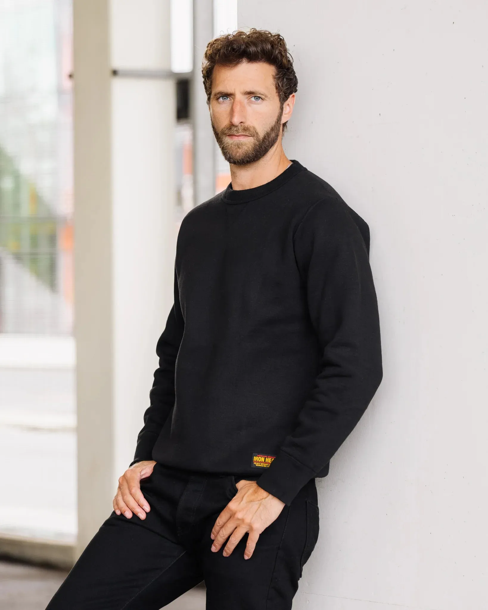 Iron Heart - 14oz Ultra Heavyweight Loopwheel Cotton Crew Neck Sweat - Black sold by Dutil Denim product image thumbnail 4