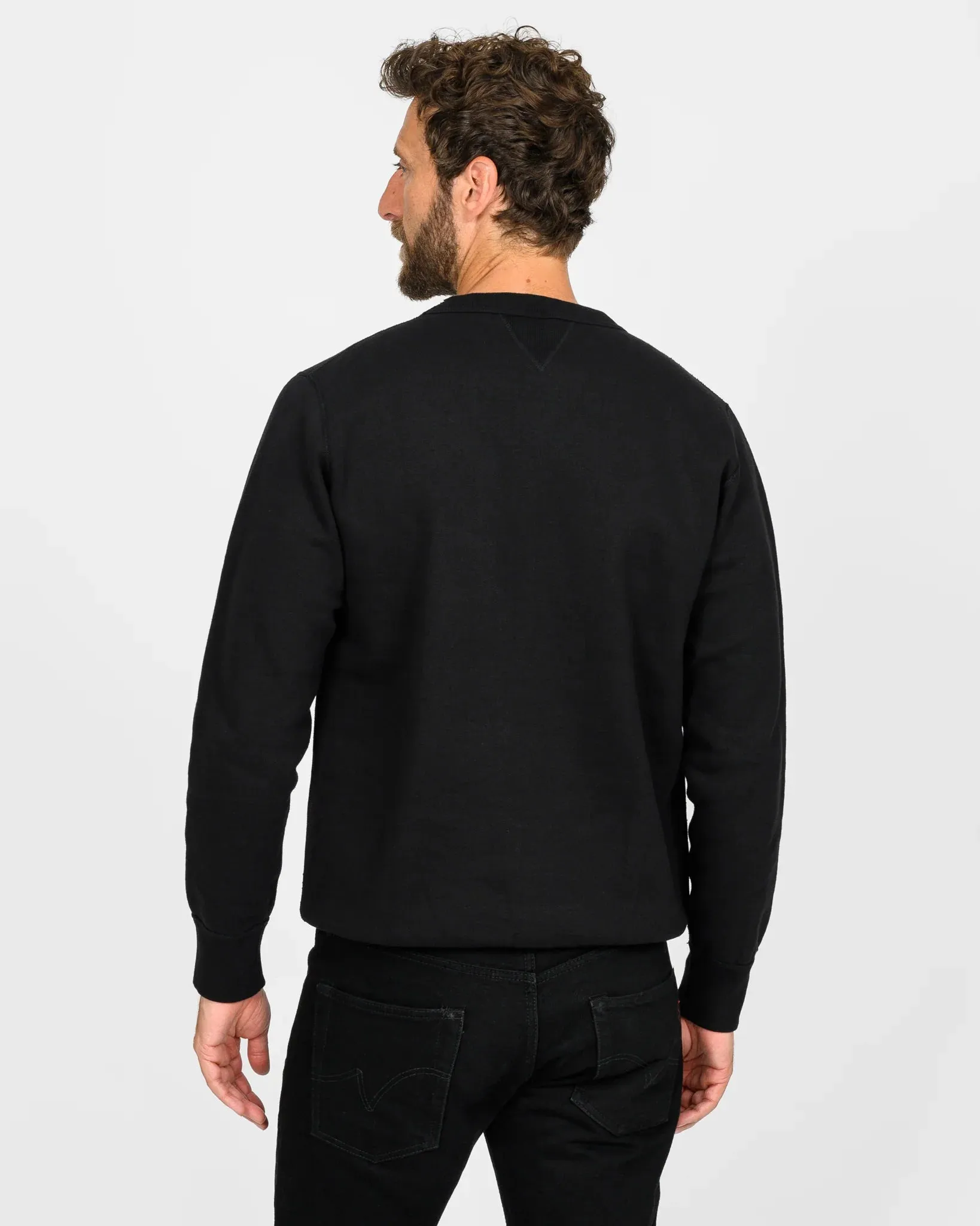 Iron Heart - 14oz Ultra Heavyweight Loopwheel Cotton Crew Neck Sweat - Black sold by Dutil Denim product image thumbnail 3