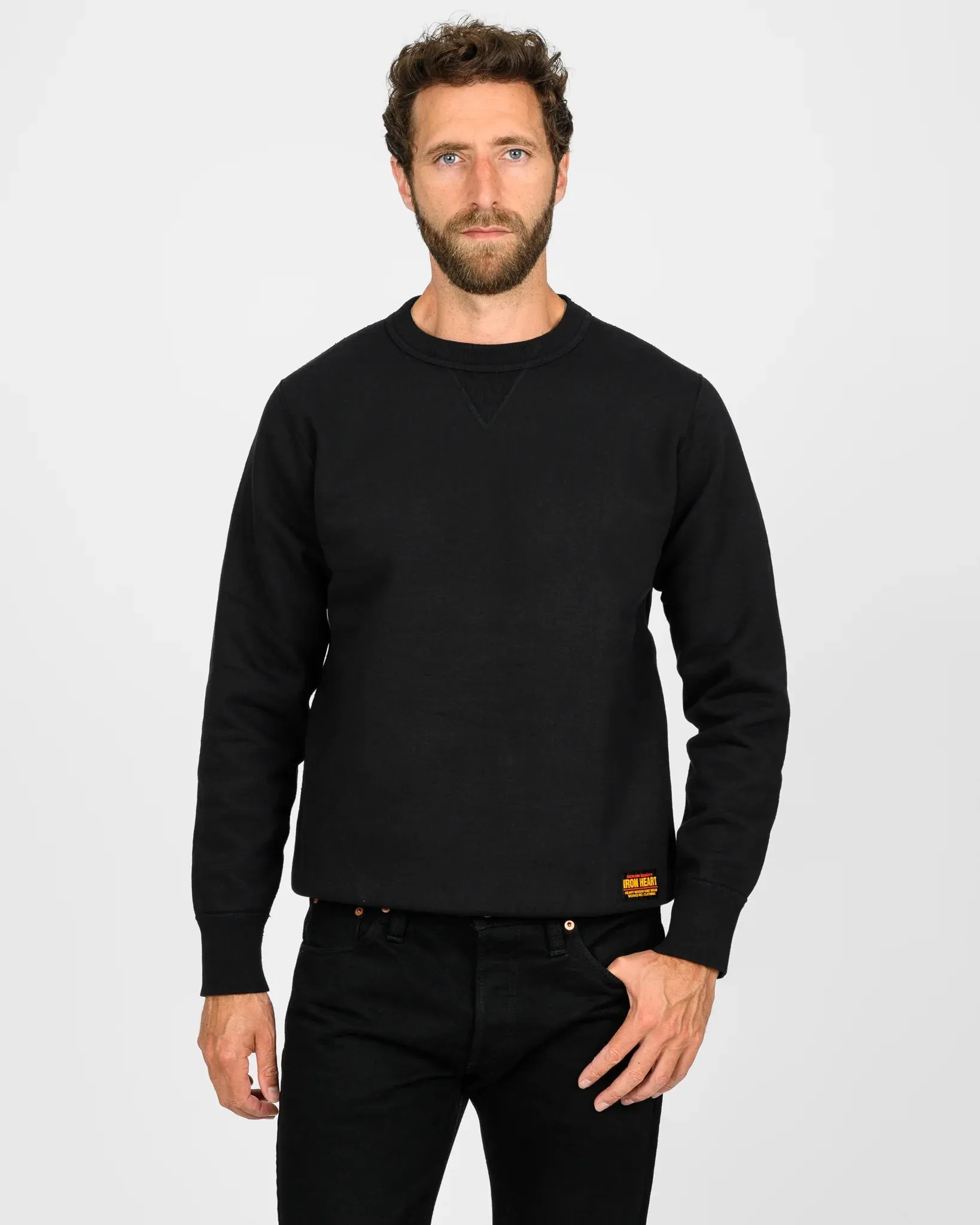 Iron Heart - 14oz Ultra Heavyweight Loopwheel Cotton Crew Neck Sweat - Black sold by Dutil Denim product image thumbnail 2