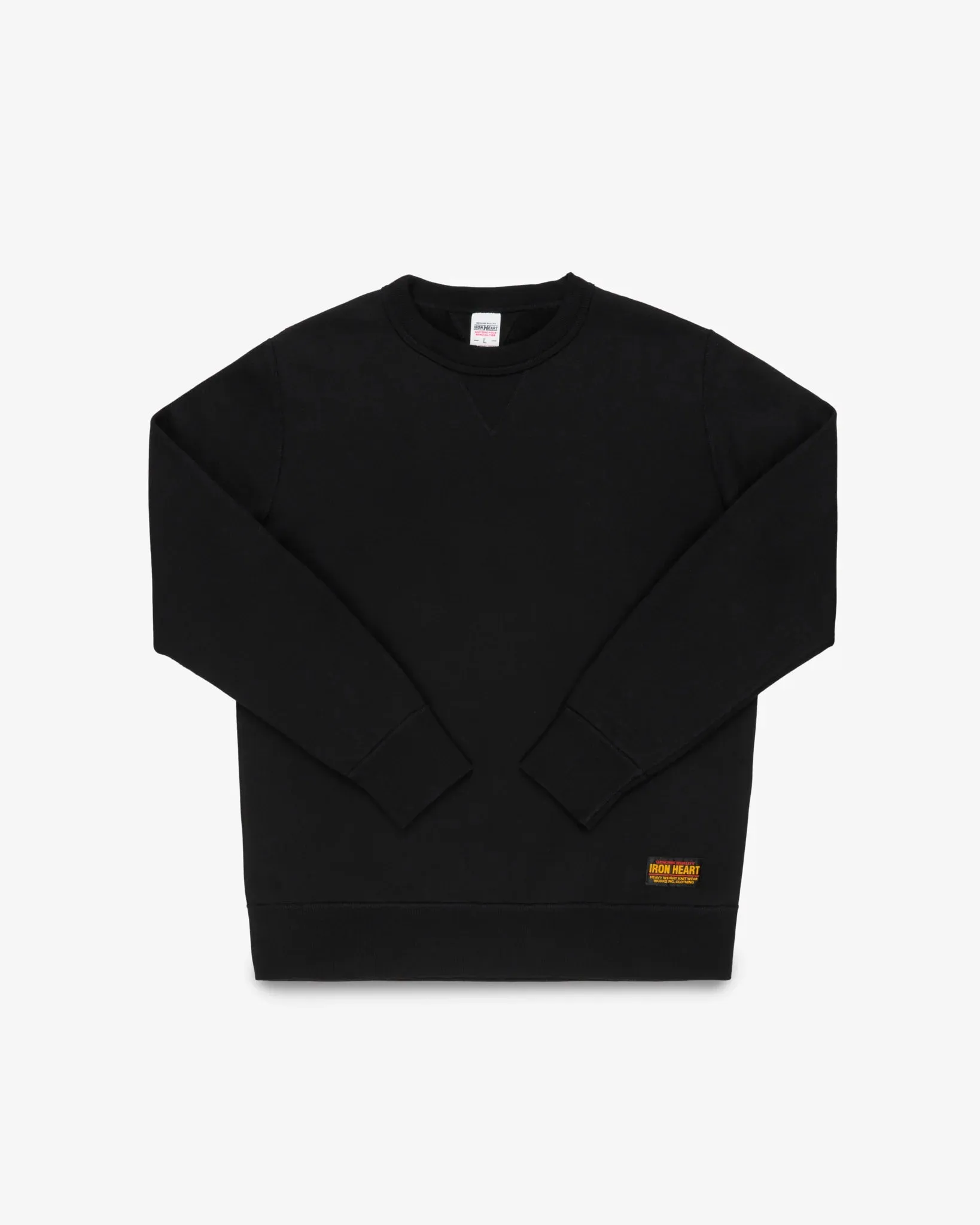 Iron Heart - 14oz Ultra Heavyweight Loopwheel Cotton Crew Neck Sweat - Black sold by Dutil Denim