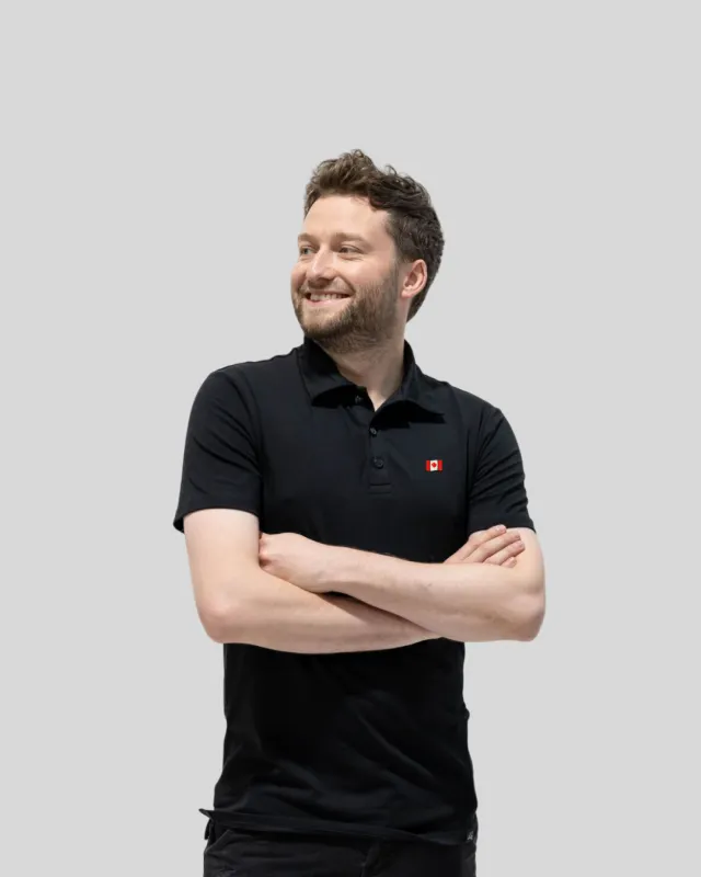 The Canadian Flag Bamboo Polo sold by Local Laundry