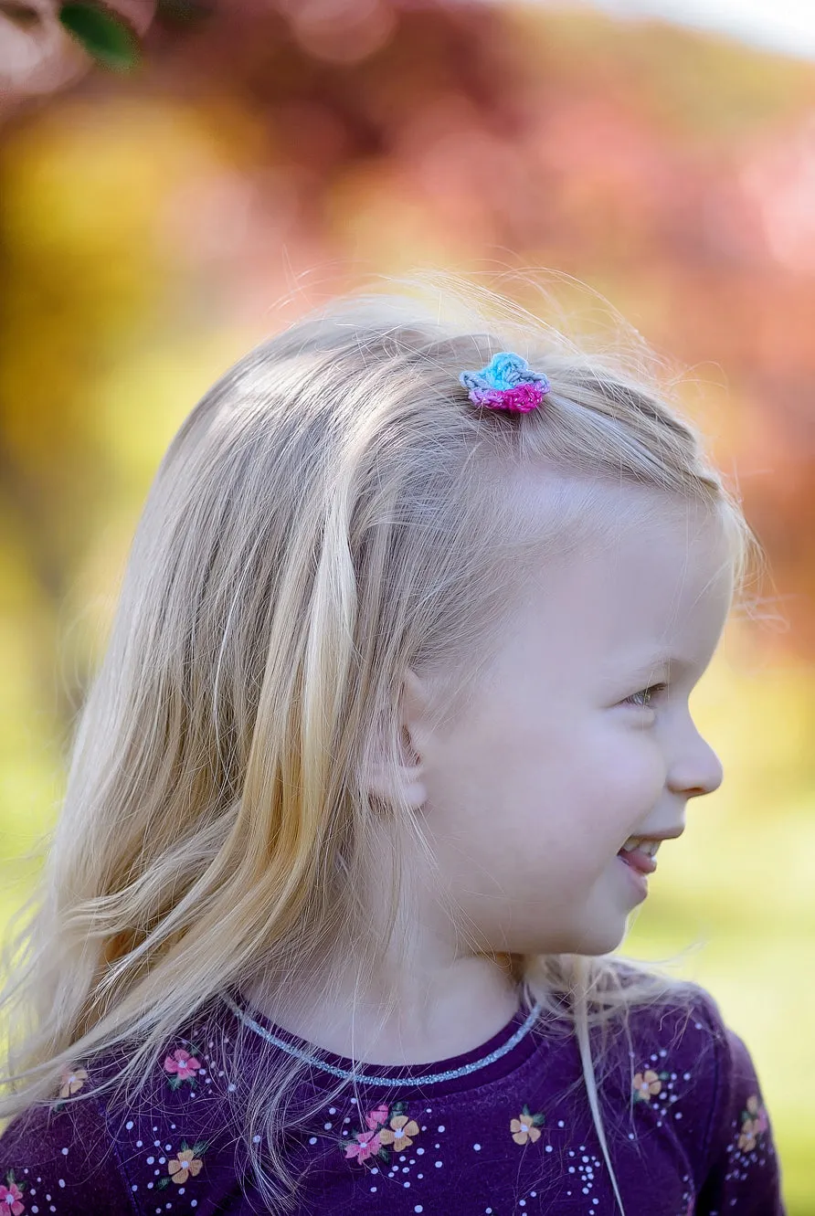 Tiny Handmade Flower Hairpins (Snap Clips) sold by Mainstreet Knits