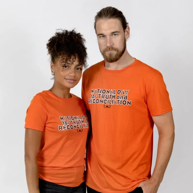 Muin X Stanfield's Adult Orange T-Shirt - NATIONAL DAY FOR TRUTH AND RECONCILIATION "QUILL" sold by Stanfields