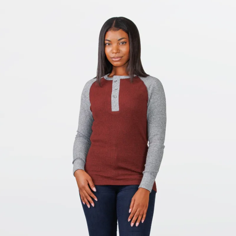 Women's Heritage Mock Twist Waffle Henley sold by Stanfields
