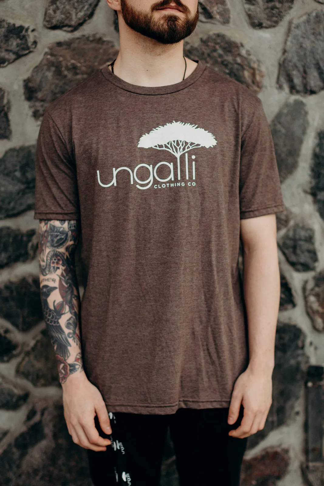 Men's Brown Logo Tee sold by Ungalli