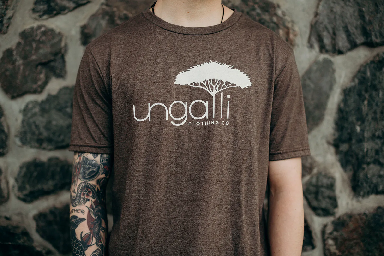 Men's Brown Logo Tee sold by Ungalli product image thumbnail 3