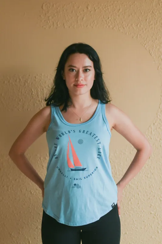 Women's Blue Skies Greatest Lake Tank sold by Ungalli