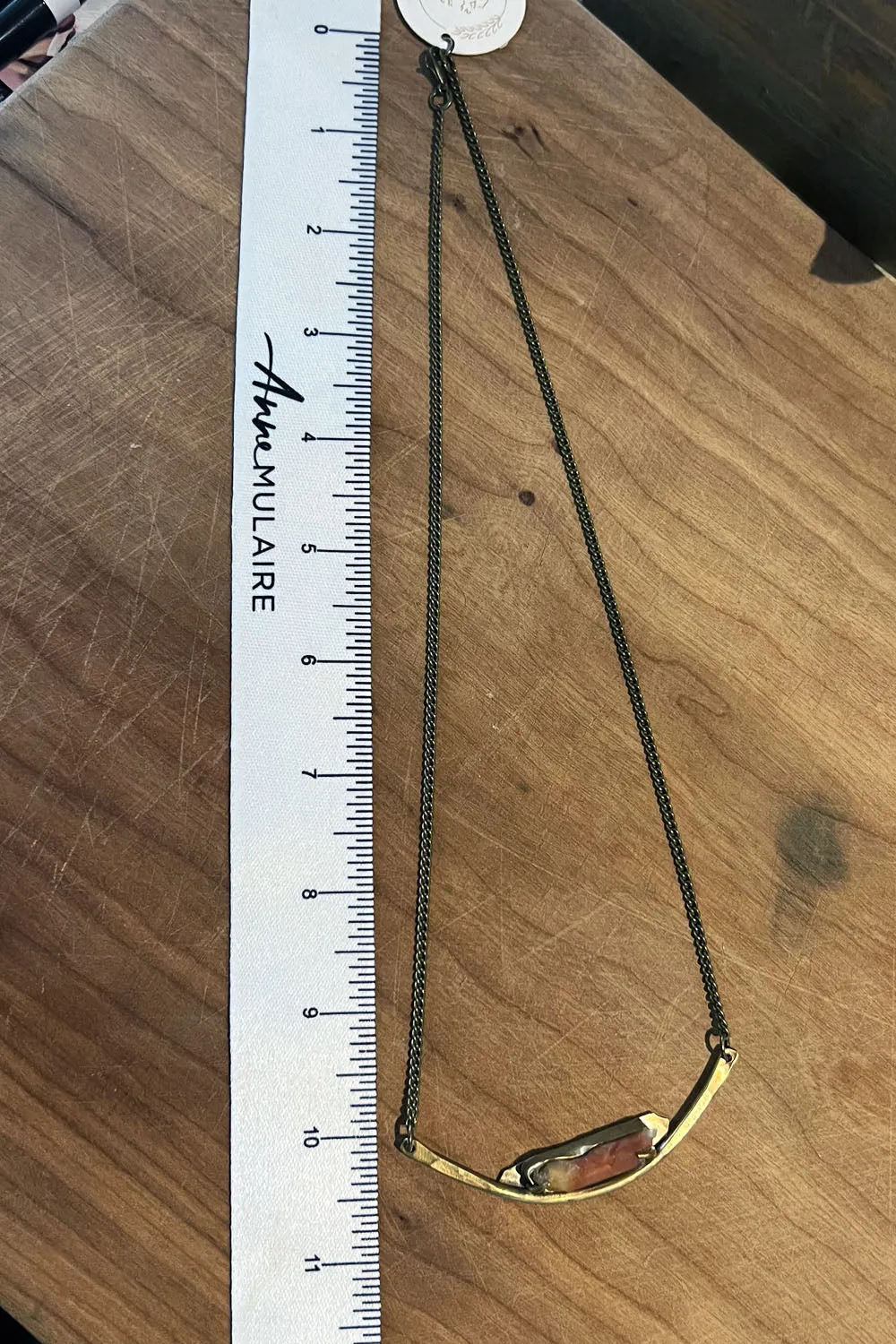 Sheppards Hook - Tangerine Quartz Crystal in Brass Necklace - Crys102 sold by Anne Mulaire product image thumbnail 2