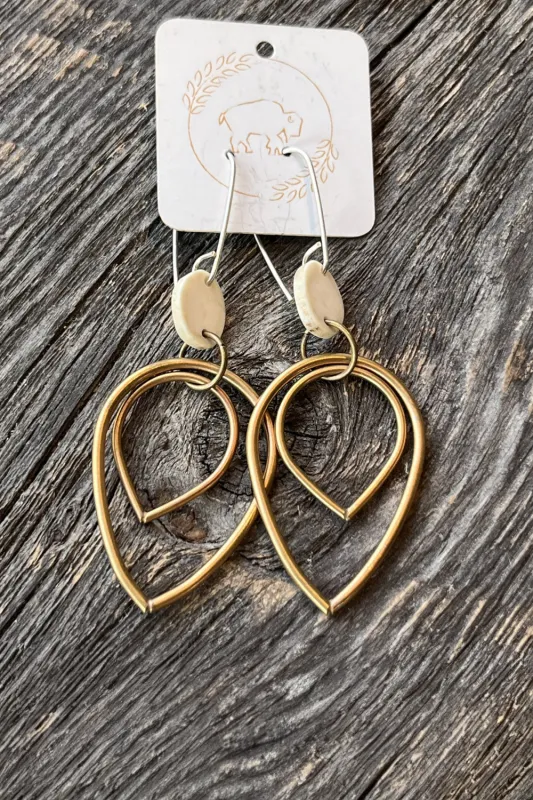 Sheppards Hook - Tulip Brass Earrings - Tulip404 sold by Anne Mulaire