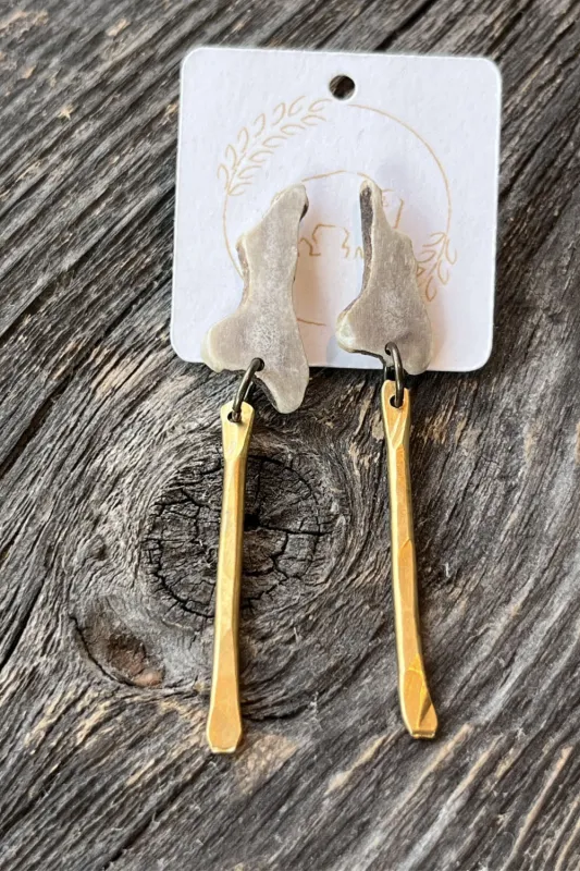 Sheppards Hook - Antler Brass Stud Earrings- 1041 sold by Anne Mulaire
