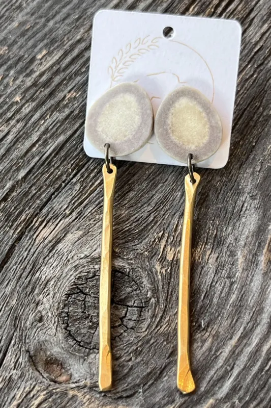 Sheppards Hook - Antler Brass Stud Earrings- 102 sold by Anne Mulaire