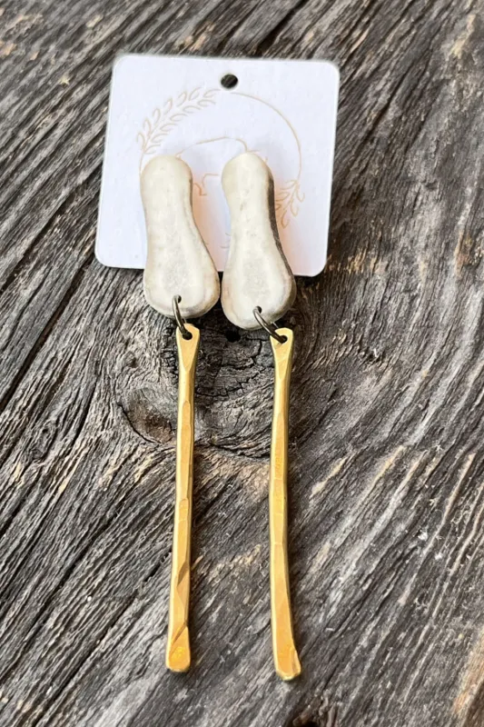 Sheppards Hook - Antler Brass Stud Earrings- 101 sold by Anne Mulaire