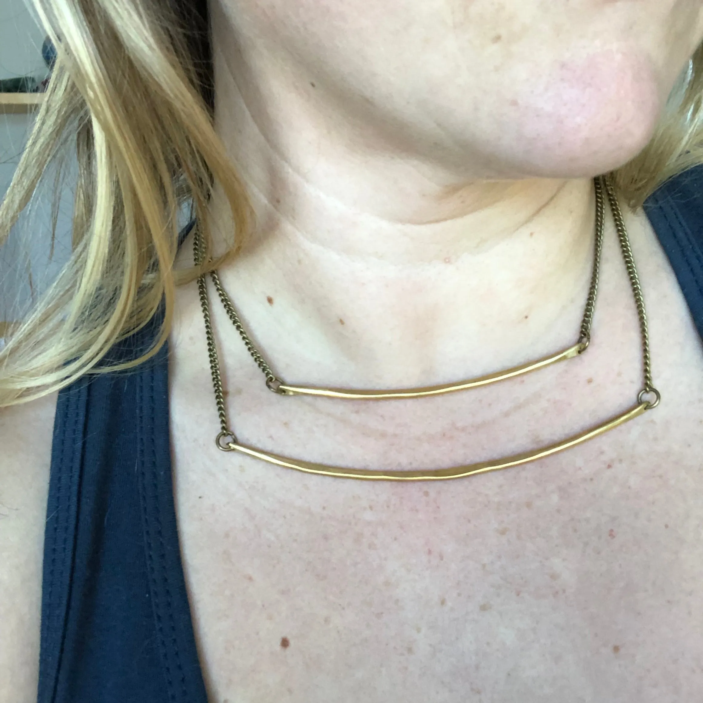 Sheppards Hook - Brass Bar Necklace - Narrow #01 sold by Anne Mulaire product image thumbnail 4