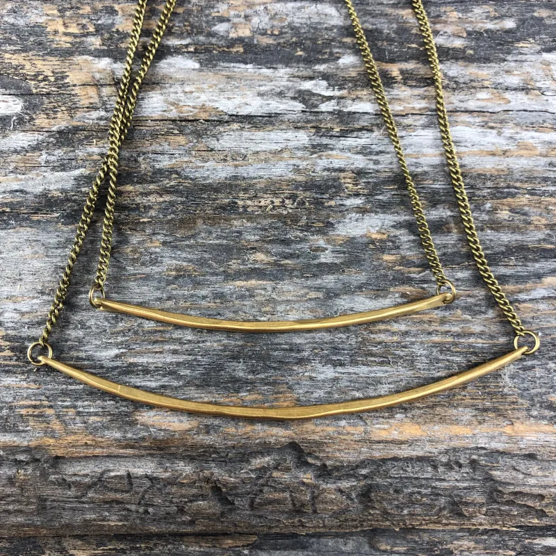 Sheppards Hook - Brass Bar Necklace - Narrow #01 sold by Anne Mulaire